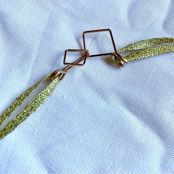 Anthropologie Bright Green Sparkly Adjustable Ribbon Bracelet/Choker - Picture 2 of 4